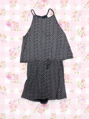 Roxy Black & White Patterned Halter Romper